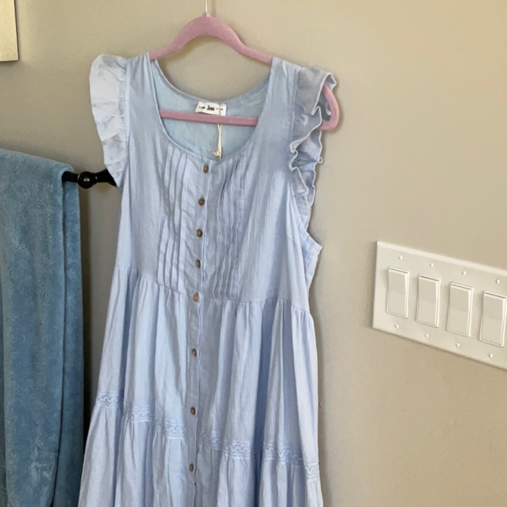 In Bloom blue cotton maxi dress